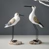 2pcs Wooden Seagull Statues – Nautical Coastal Bird Figurines for Beach Home Decor