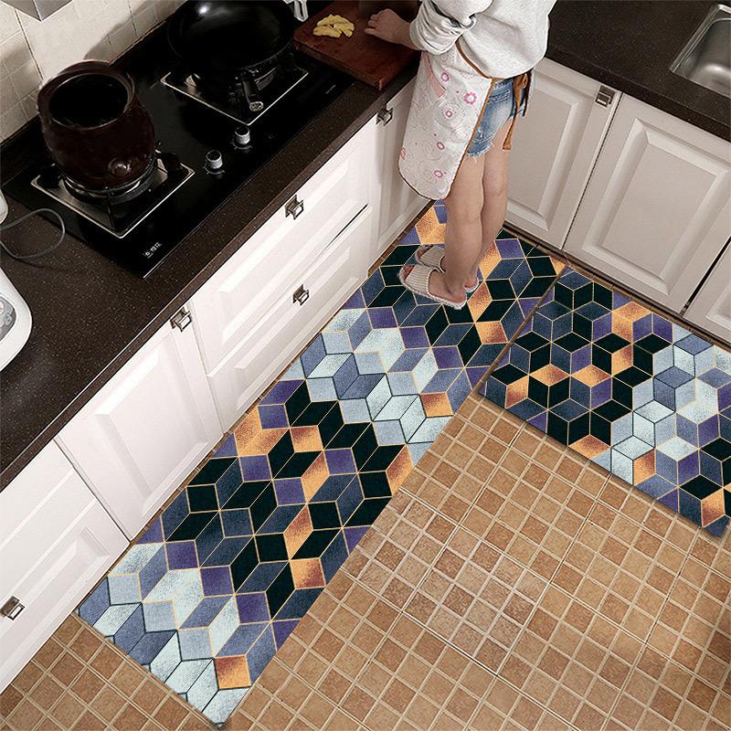 Waterproof Non-Slip Kitchen Floor Mats Absorbs Water Dirt-Resistant Wash-Free Entrance Door Carpet