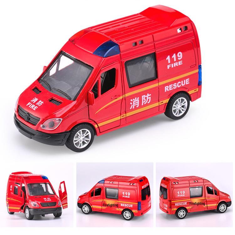 Boy's Alloy Pull-Back Toy Car Set: Police, Taxi, and Fire Truck Models