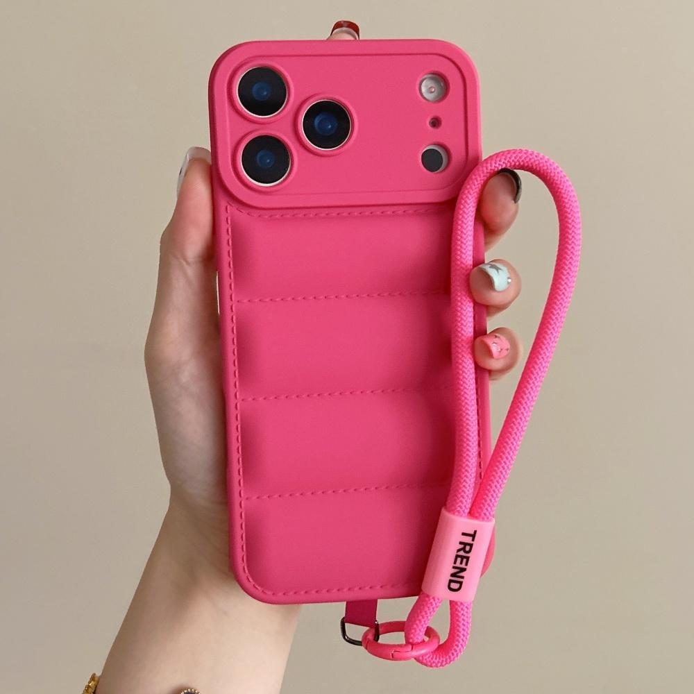 Wrist Strap Cord Down Jacket Silicone Case For For Iphone 17 16 1 14 13 12 11 Pro Max XR XS X 7 8 Plus Camera Protection Soft Cover