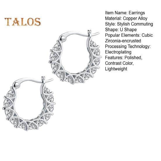 1 Pair Women Huggie Earrings Cubic Zirconia Round Shape Small Hoop Earrings Party Prom Clipping-on Earrings Copper Round Earrings