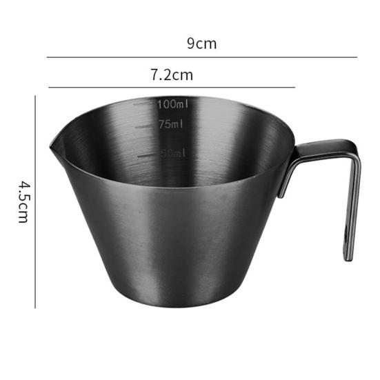 Stainless Steel Espresso Measuring Cup with Scale 100ml Capacity Mini Pouring Cup with Handle Food Grade Accurate Measuring Cup for Coffee Milk Sauce