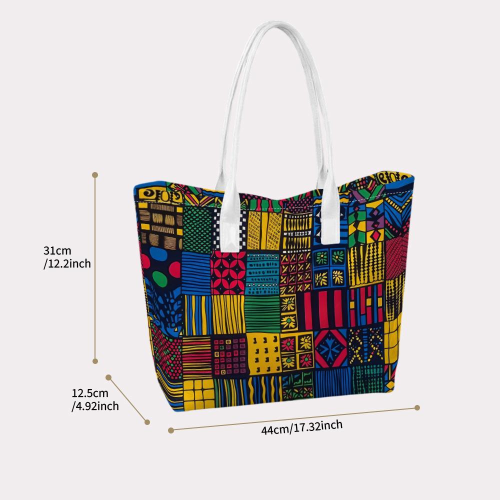 Ethnic Pattern Tote Bag Fashion Casual Portable Large Capacity Daily Use Shoulder Bag