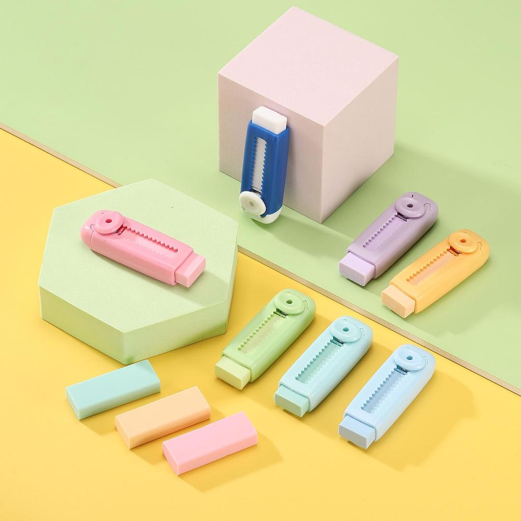PATIKIL Retractable Large with Plastic for Cyan Color 8-Pack Erasers, Push-Pull Erasers, Cute, Soft, Size, Sleeve, Sketching, Painting, Artists,