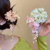 Fairycore Artificial Hydrangea Flower Hair Clips for Women Imitation Pearl Petal Tassel Floral Hair Accessories Holiday Party K