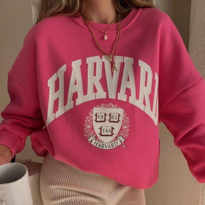 

Европейская и американская женская толстовка с круглым вырезом, свободного кроя, в стиле кэжуал, с принтом, с длинным рукавом M белый