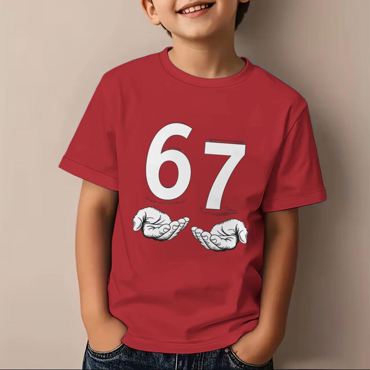 Kids Clothes Cool 6 7 Meme Graphic Soft Cotton Tee Birthday Gift Kids Number 67 Tshirt Girls Boys 7th Birthday Shirt 100