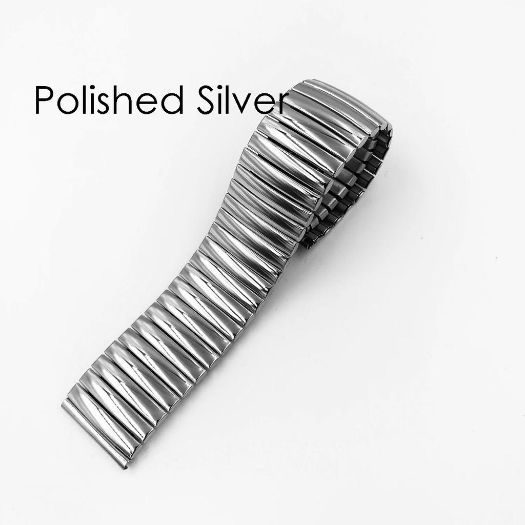 20mm 22mm Rostfritt Stål Elastiskt Stretchband Stål Klockarmband Justerbart Metall Expansionsband Armbandstillbehör Armband