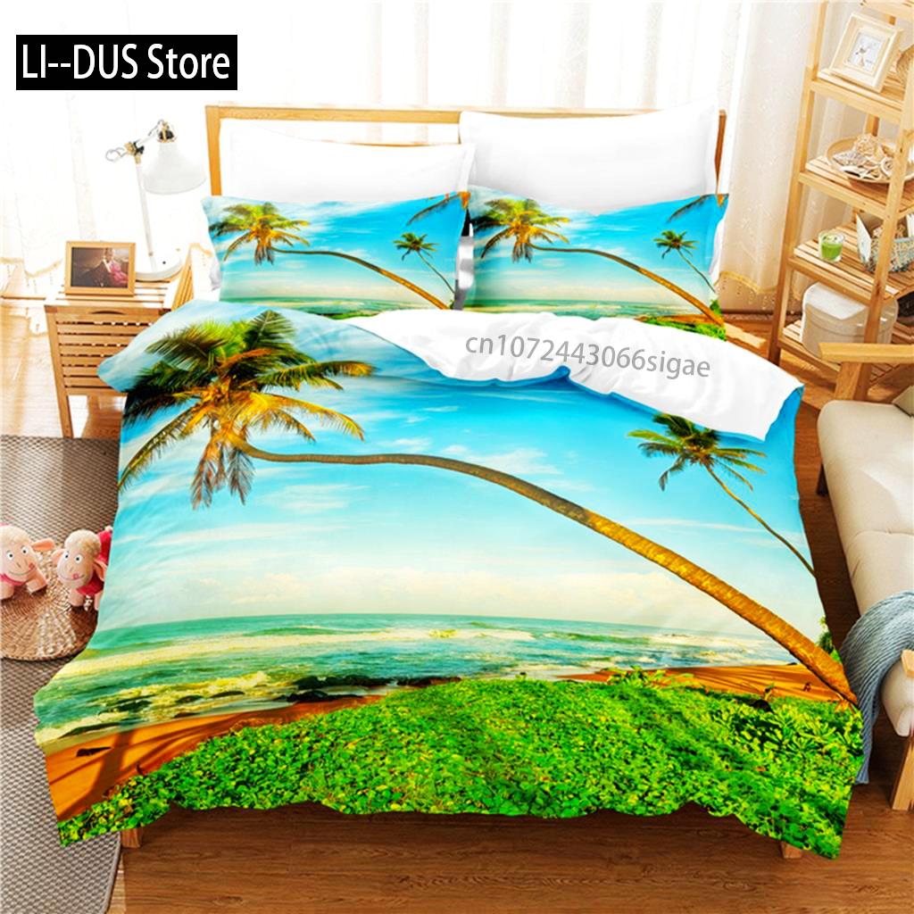 Coconut Tree Beach Bedding Set Duvet Cover Set 3d Bedding Digital Printing Queen Size Bedding Set Fashion Design