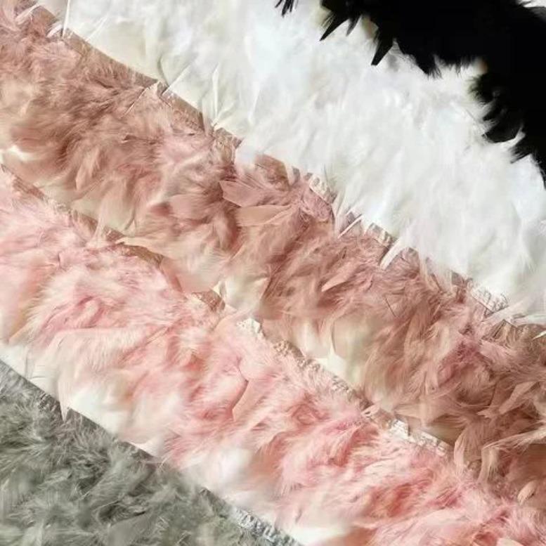 Fjäder2Meter Naturliga Kalkonfjädrar Kantband Frans Höjd 10-15cm Bröllopskläder Klänningsdekoration DIY Fjäderband Sömnad Hantverk