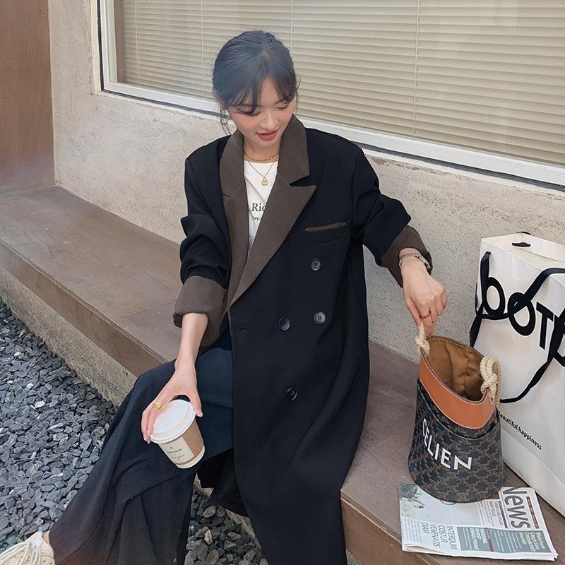 Toamnă și Design Coreean, Temperament și Design Nou, Costum, Jachetă de Vânt, Palton, Palton Niche Mid-length Stil Hepburn pentru Femei