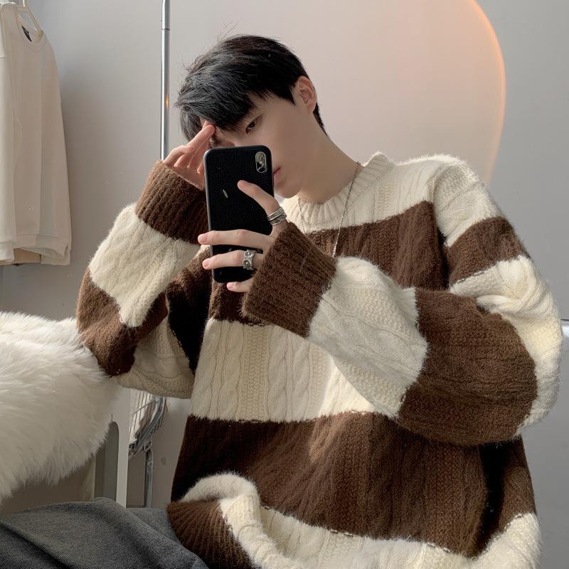 Autumn and Winter New Men's Knitted Korean Loose Base Sweater