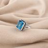 Schweizer Blautopas Edelstein 925 Sterlingsilber Schmuck Handgefertigter Designerring zum Geschenk RR-74-14