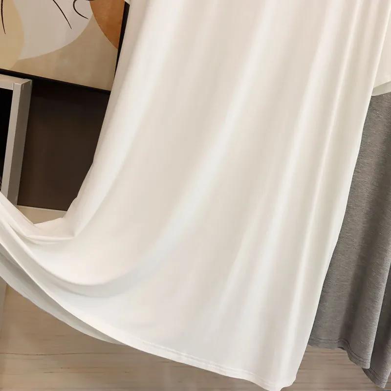 T-shirt Women Casual Large Size Loose Round Neck Pullover Breathable Solid Color V-neck Short-sleeved Tops