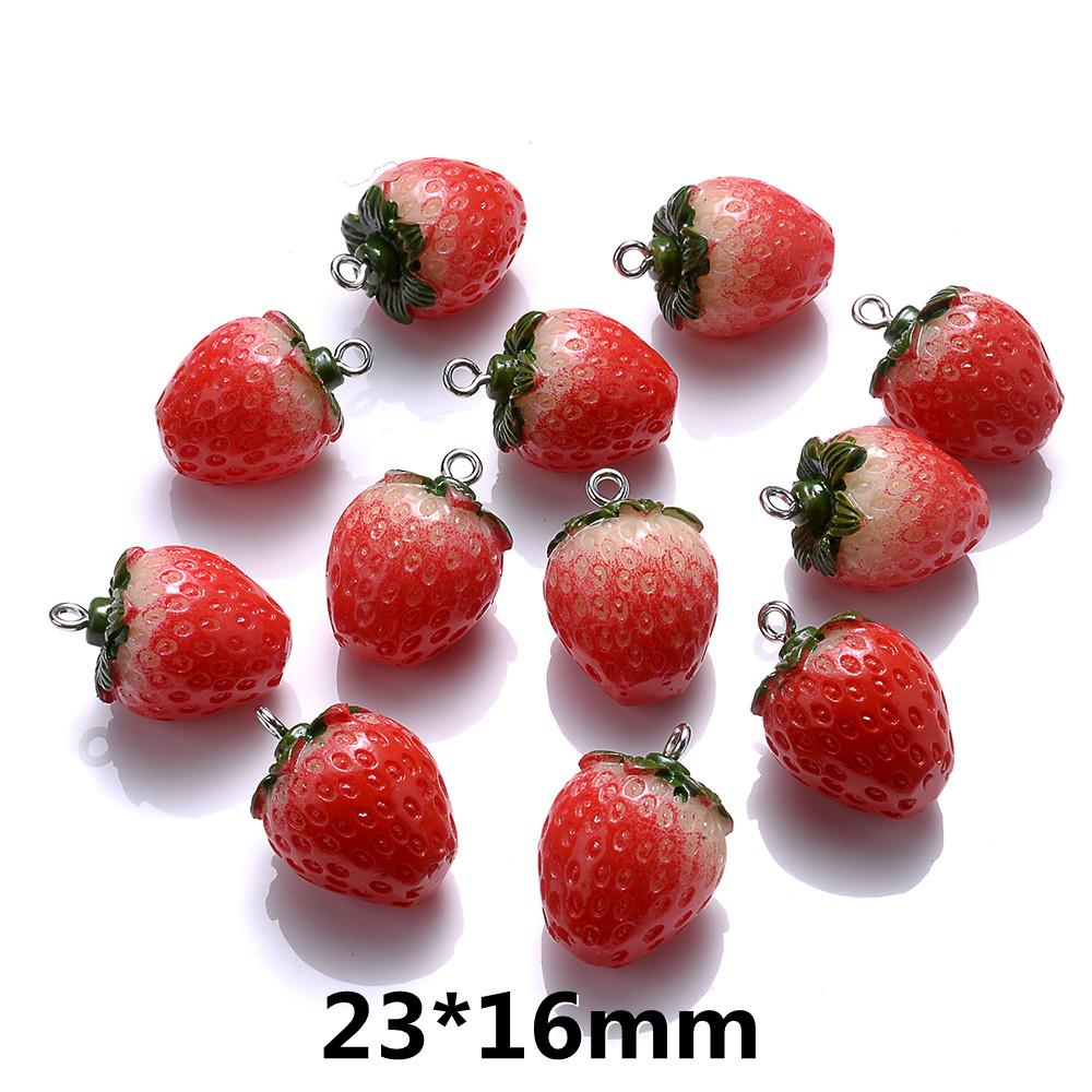

5pcs 5 Size Strawberry Charms Red Resin Charms Pendant For Jewelry Making Supplies DIY Earring Necklace Accessories