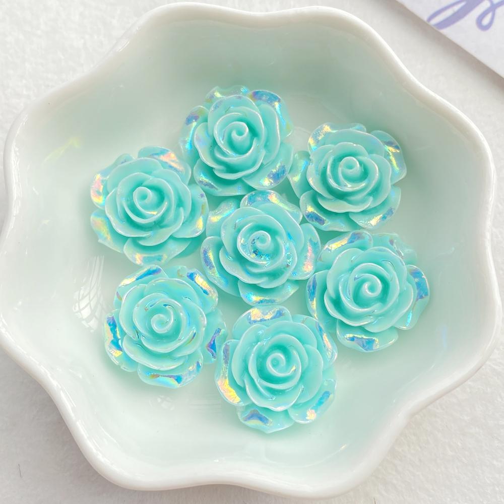 10Pcs Cute Cartoon Colorful Roses Flat back Resin Scrapbooking Crafts Fit Phone Case Decoration DIY Hair Bows Accessories