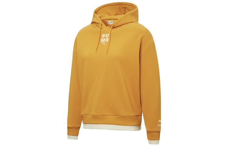 PUMA Sweatshirts Women's Orange Yellow Hooded Moderate Mock Two Piece 536091-80