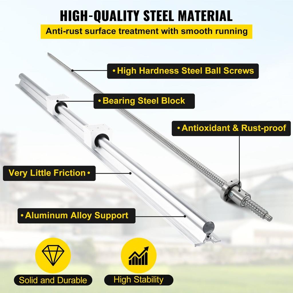 SBR20 Linear Rail Set+3 Ballscrew RM1605-350/650/1050mm CNC Set Support Liner Rail+BK/BF12 with BK/BF 12 CNC Kit