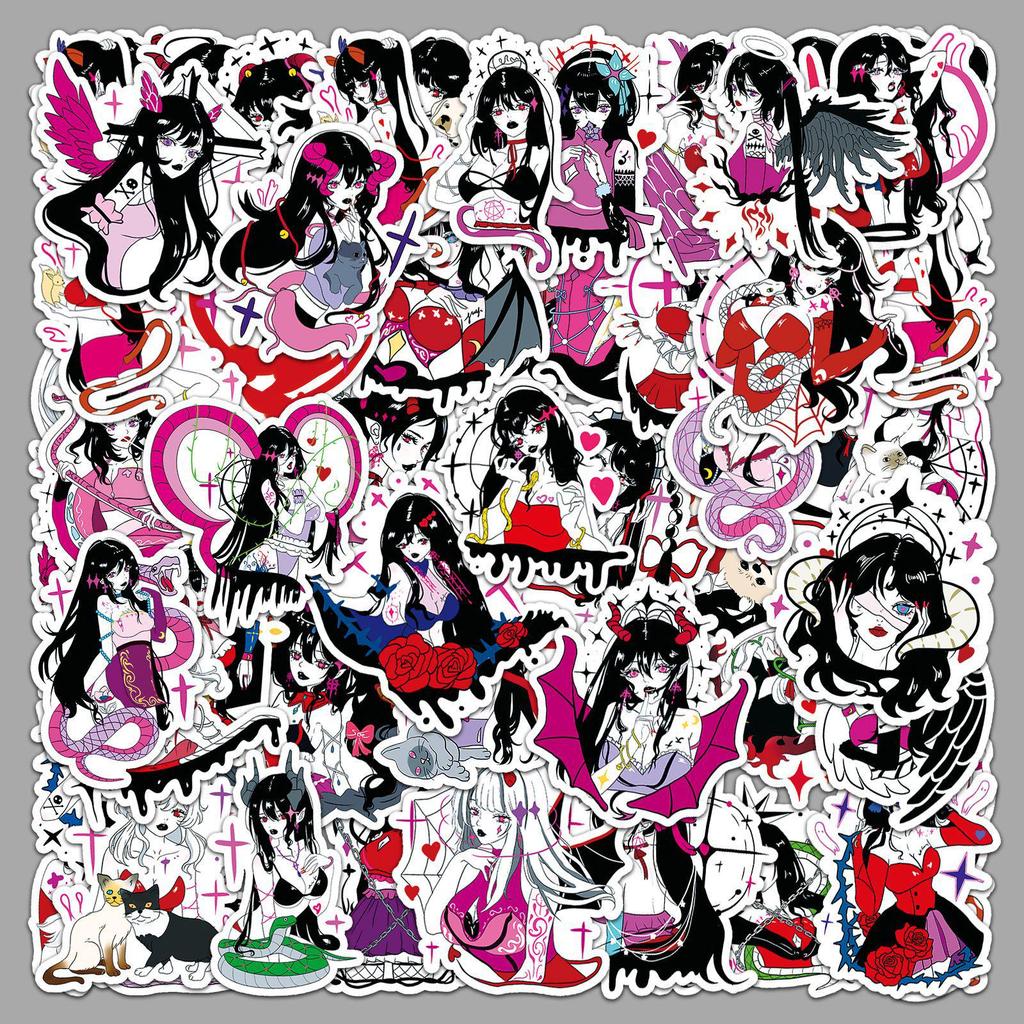 Anime Girl Graffiti Gothic Stickers: 50 Waterproof Decorative Pieces for Phone Cases & Luggage