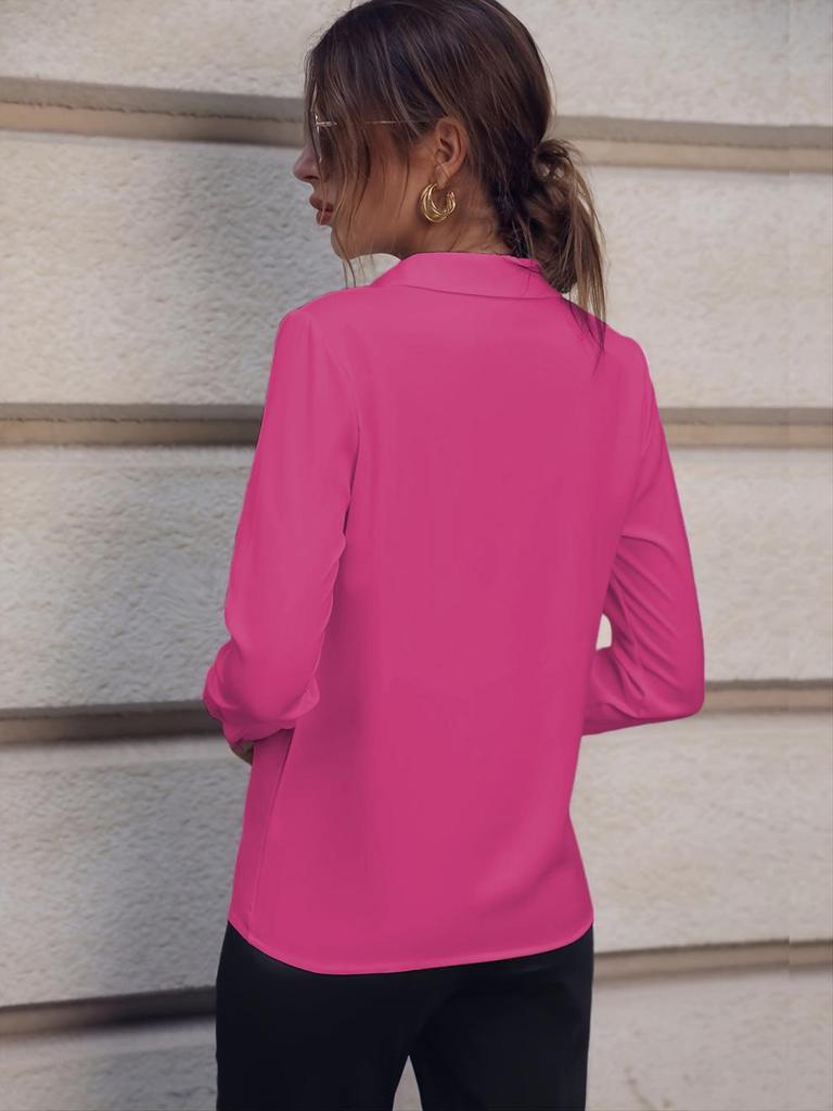 Versatile Long-Sleeved Shirt with Pearl Buttons - Casual To Business Style