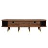 TV Cabinet 175 Cm with Rattan Sliding Door, Walnut Look & Lots of Storage Space - Country Style Table with Open Compartments, Drawers - Natural Design