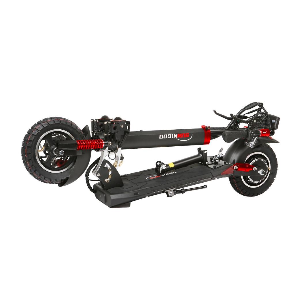 N3L MAX All Terrain Seated E-Scooter, Black & Red Foldable Build, 48V 15Ah Battery, Durable 10 Inch Tire for City Commuting & Casual Outdoor Trips