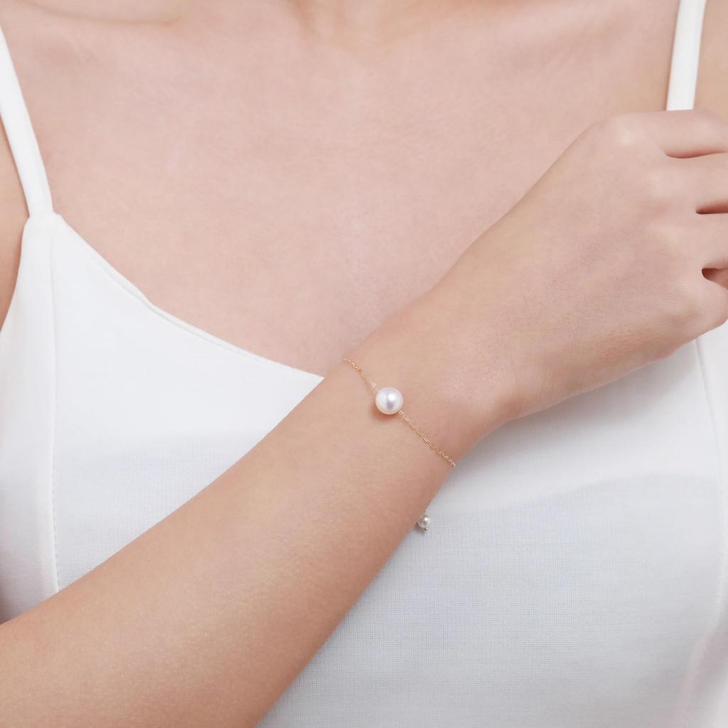 Akoya Pearl Bracelet handcrafted in Japan Natural Pearl Bracelet for 10k Everyday Wear [KOKO PEARL JEWELRY] Women, Gold, Bracelet, br75-10k-1
