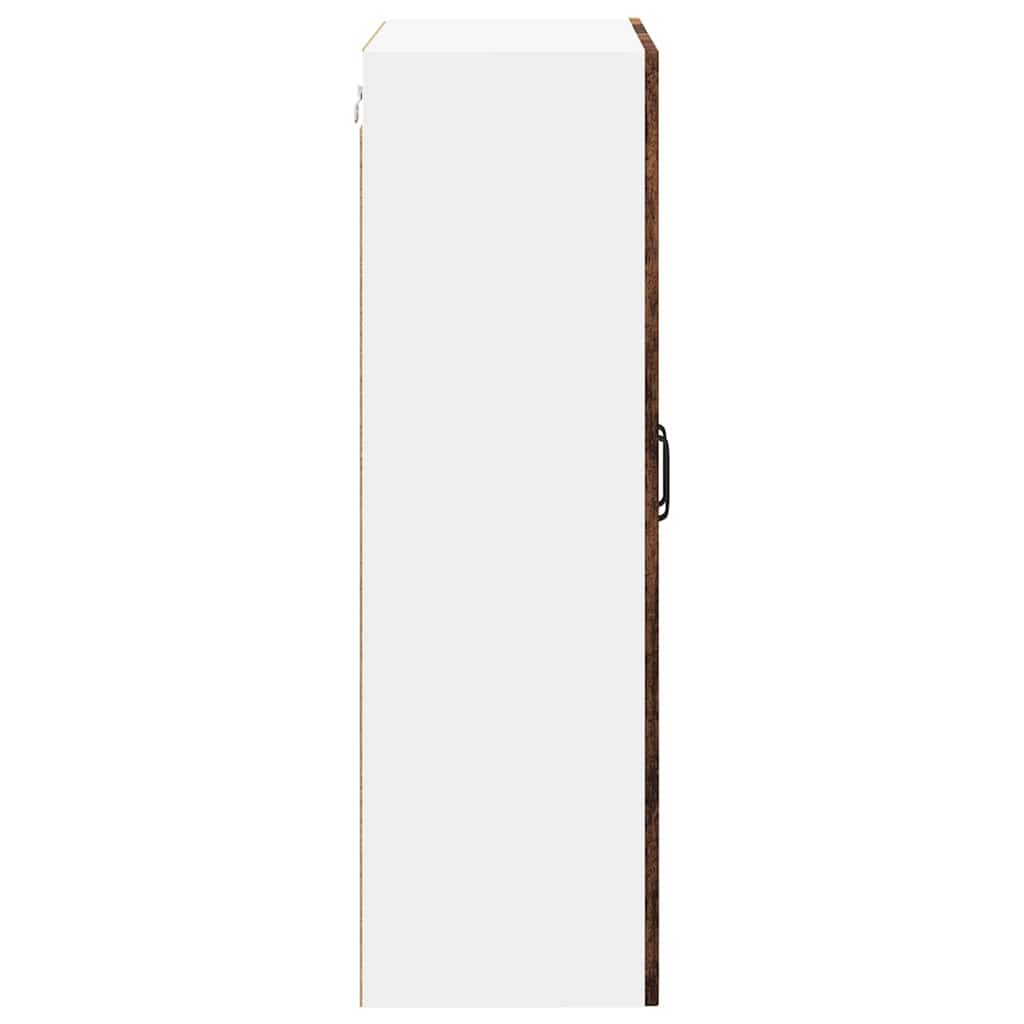 Wall Mounted Glass Cabinet PORTO Reclaimed Wood Look 60 X 31 X 100 Cm Engineered Wood