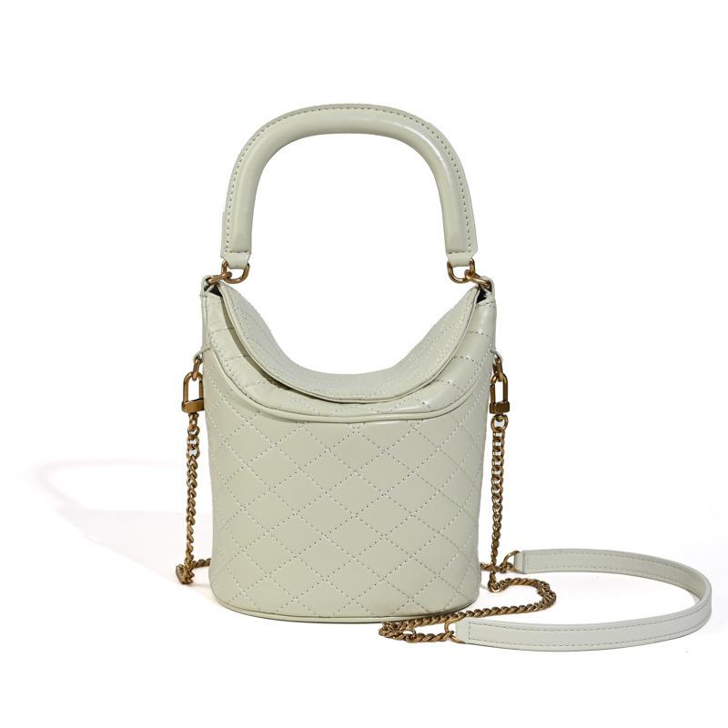 New Leather Bucket Bag Classic High-end Sense Versatile Diamond Chain Fashion Messenger Women's Bag
