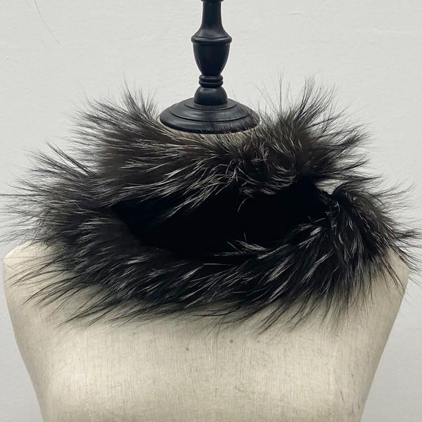 

Женский шарф из лисьего меха Натуральный пушистый утеплитель для шеи Зимний женский теплый стильный однотонный вязаный шарф-кольцо чёрный