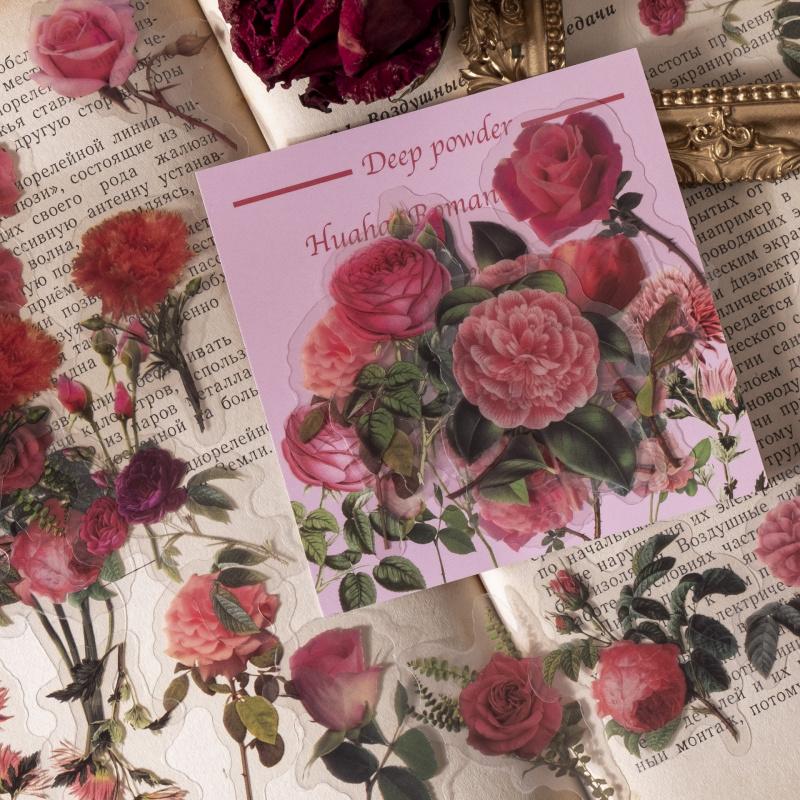 40 Sheets Vintage Romantic Flower Stickers, Beautiful Floral Decor, Journal DIY Creative Collage Decals