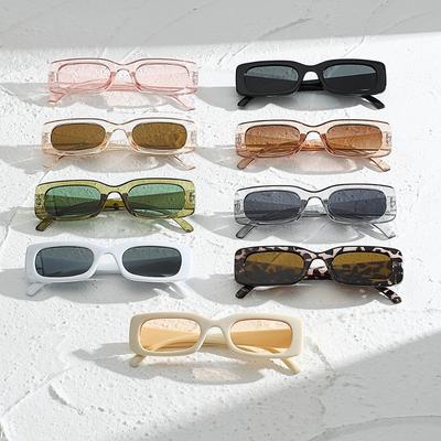 Fashion Vintage Small Rectangle Sunglasses Women's and Men's Black White Sun Glasses UV400 Shade Outdoor Glasses