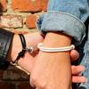 2Pcs Black White Hand Rope Bracelet, Magnetic Heart Charm, Couple Best Friend Bangle, Elegant Party Jewelry Gift