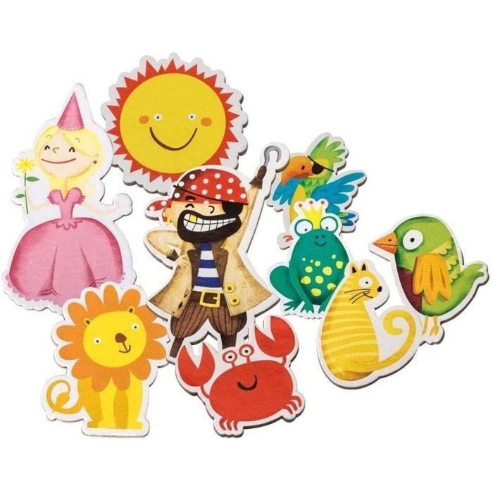 Set of 35 Magnetic Figurines Cayro - Multicolor - Pirate, Princess and Animals - 21x15x4 Cm