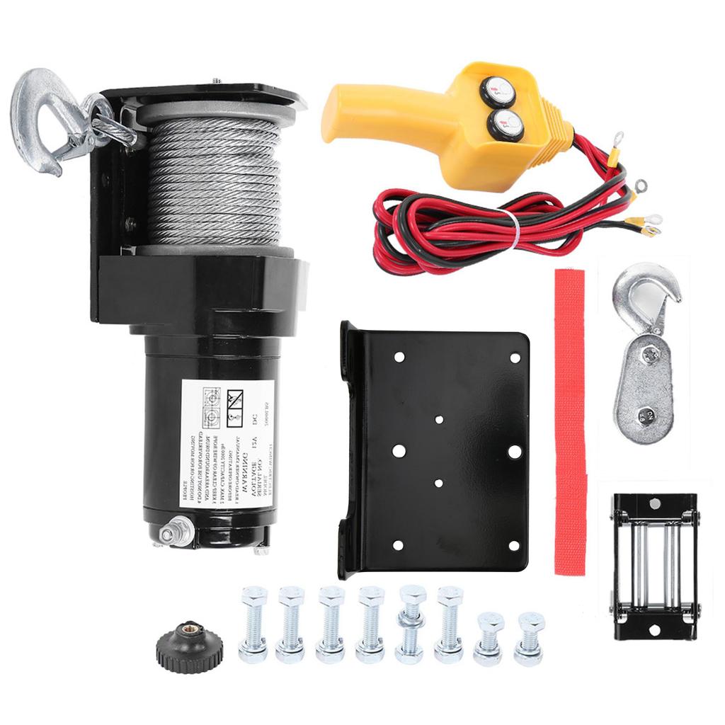 12V Heavy Duty Electric Winch 2000lb Remote Control Winch Cable Rope Trailer Truck
