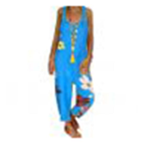 Ogrodniczki damskie bez rękawów, bez pleców, kwiatowy wzór, luźne kombinezony ogrodniczki