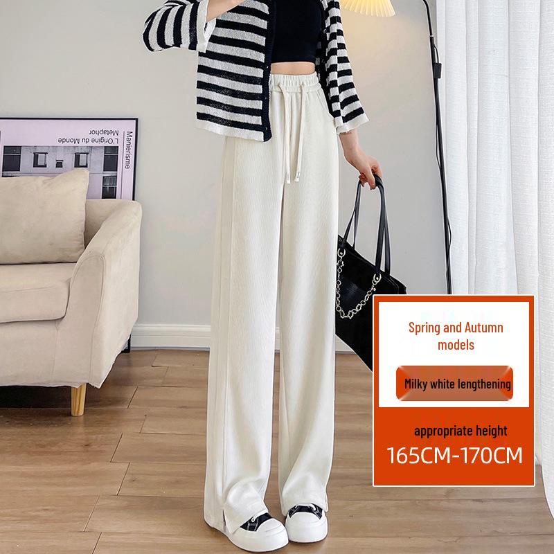 

Petite High Waist Slit Wide-Leg Pants Women 2024 Spring/Autumn Thin Loose Plus Size Floor-Length M
