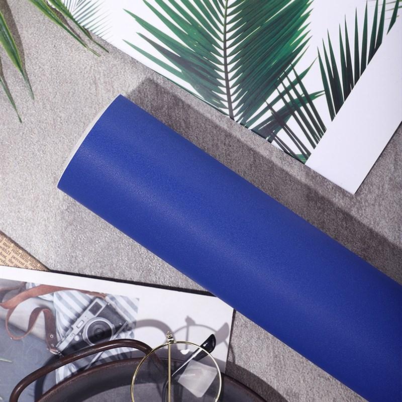 PVC Dark Blue Wall Sticker Self-Adhesive Solid Color Wallpaper Cabinet Refurbished Matte Film Waterproof Bedroom Room Decoration