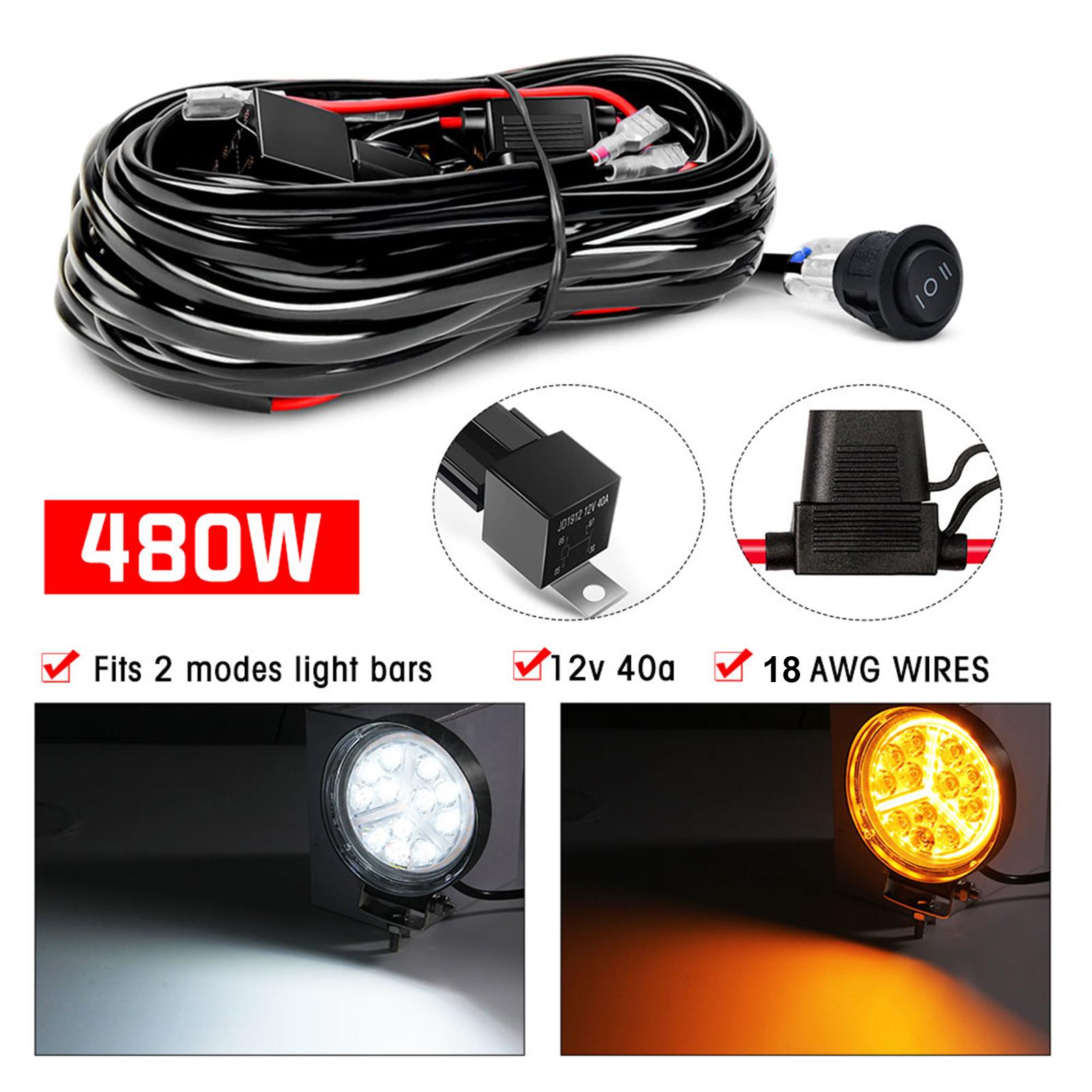 

Led Light Bar Wiring Harness Kit 480w 2 Leads 18awg 12v 40a Relay Waterproof Switch For Offroad Light Bar чёрный