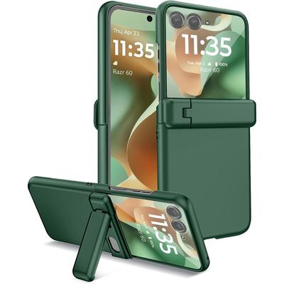Hülle für Motorola Razr 70 Ultra / 60 Ultra, PC-Hülle, mit Glas und Ständer, grün