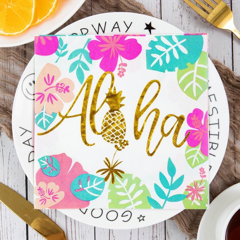 

20 шт./пакет одноразовые тропические позолоченные бронзовые салфетки для стола, украшения на день рождения 20pcs