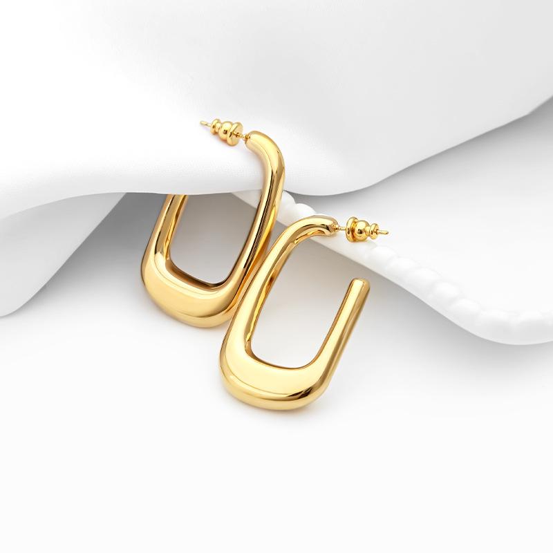 Minimalist style, advanced light-sensitive surface, geometric U-shaped hollow thick frame, versatile and not picky fashion earrings