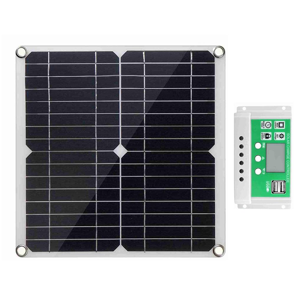 20 Watt 12 Volt Solar Panel Kit Monocrystalline Solar Panel + 60A PWM Charge Controller + Battery Clips 22percent  High