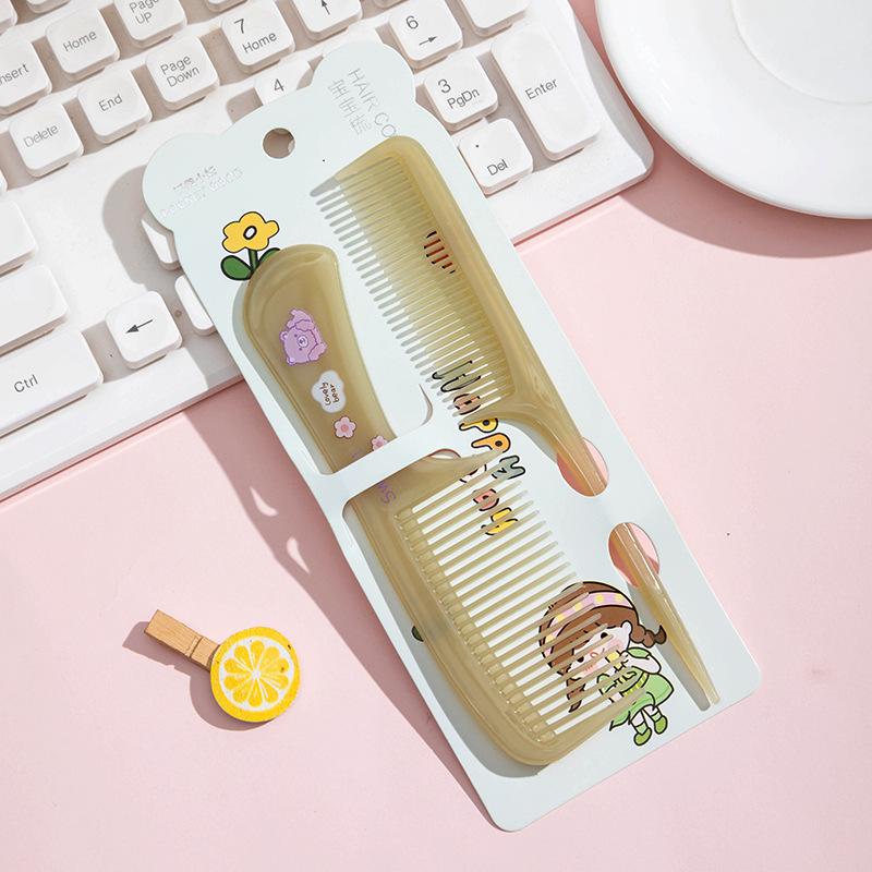Jelly Color Cartoon Print Children's Fine-Tooth Comb Set - Portable Hair Styling with Pointed Tail Comb
