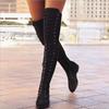 2020 Plus Size Lace-up Over-the-Knee Women's Knight Boots with Low Heel