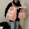 Three-Piece All-Match School Bag Large Capacity Laptop Backpack Cherry Printed Kawaii Nylon Backpack School Outdoor Backpack