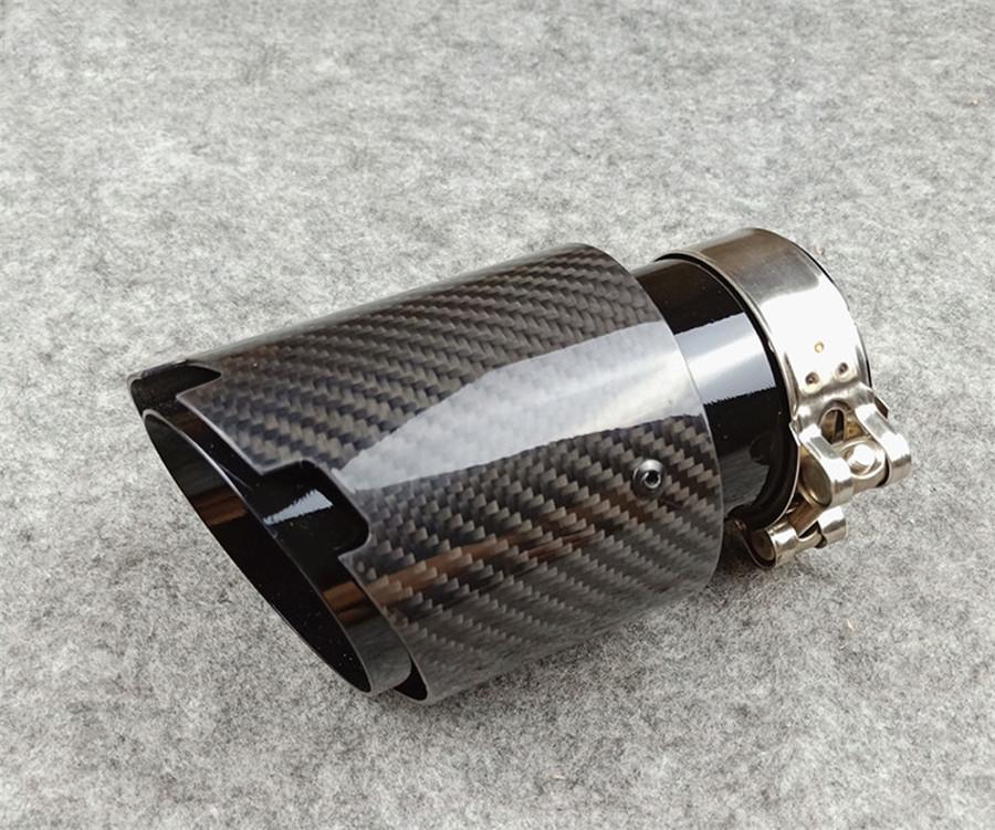 63mm Inlet 89mm Out Glossy Carbon Fiber Car Exhaust Pipe Tail Muffler Tip Cover