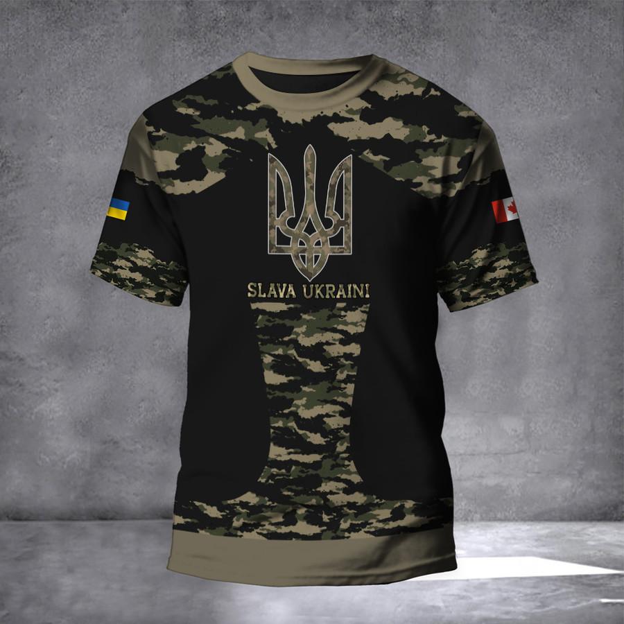 Haine de vară Tricou bărbătesc cu imprimeu 3D, soldat, ocazional, cu mânecă scurtă, Camo, tricou cu logo-ul Tridentului