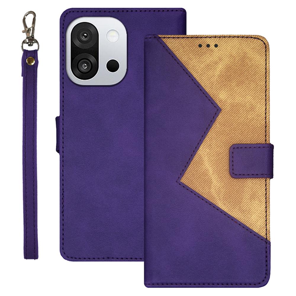 IDEWEI For OnePlus 13T 5G Case Card Slots Splicing Color Leather Phone Cover with Wrist Strap