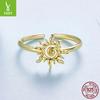 S925 Sterling Silver Plated 14K Gold Sun Opening Ring Sunshine Charm Sun Ring Jewelry